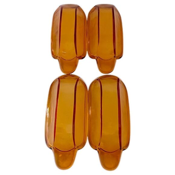 4 Amber Glass Banana Split Boat Sundae Dishes Set Vintage 70s 80s‎ Indiana Glass - Picture 9 of 16